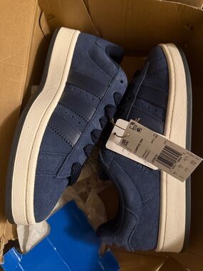 adidas Navy Suede Low-Top Sneakers with White Midsole